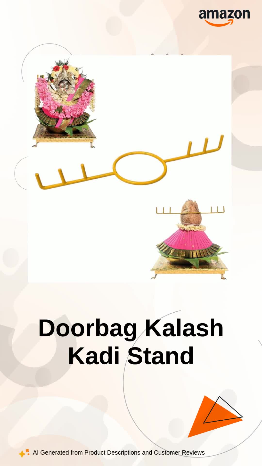 Doorbag Kalash Kadi Metal Rode Kalasam Flower Stand Stick for